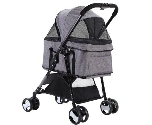 Pet Stroller & Carrier Foldable Pram 3 in 1 - Grey