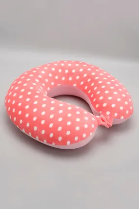 Pink Dotted Print Travel Neck Pillow