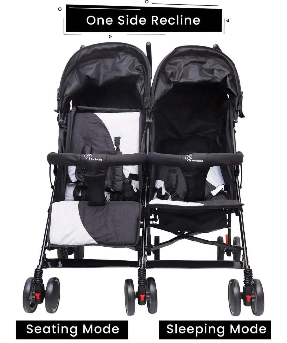 R for Rabbit Ginny And Johnny Twin Strollers & Pram- Grey