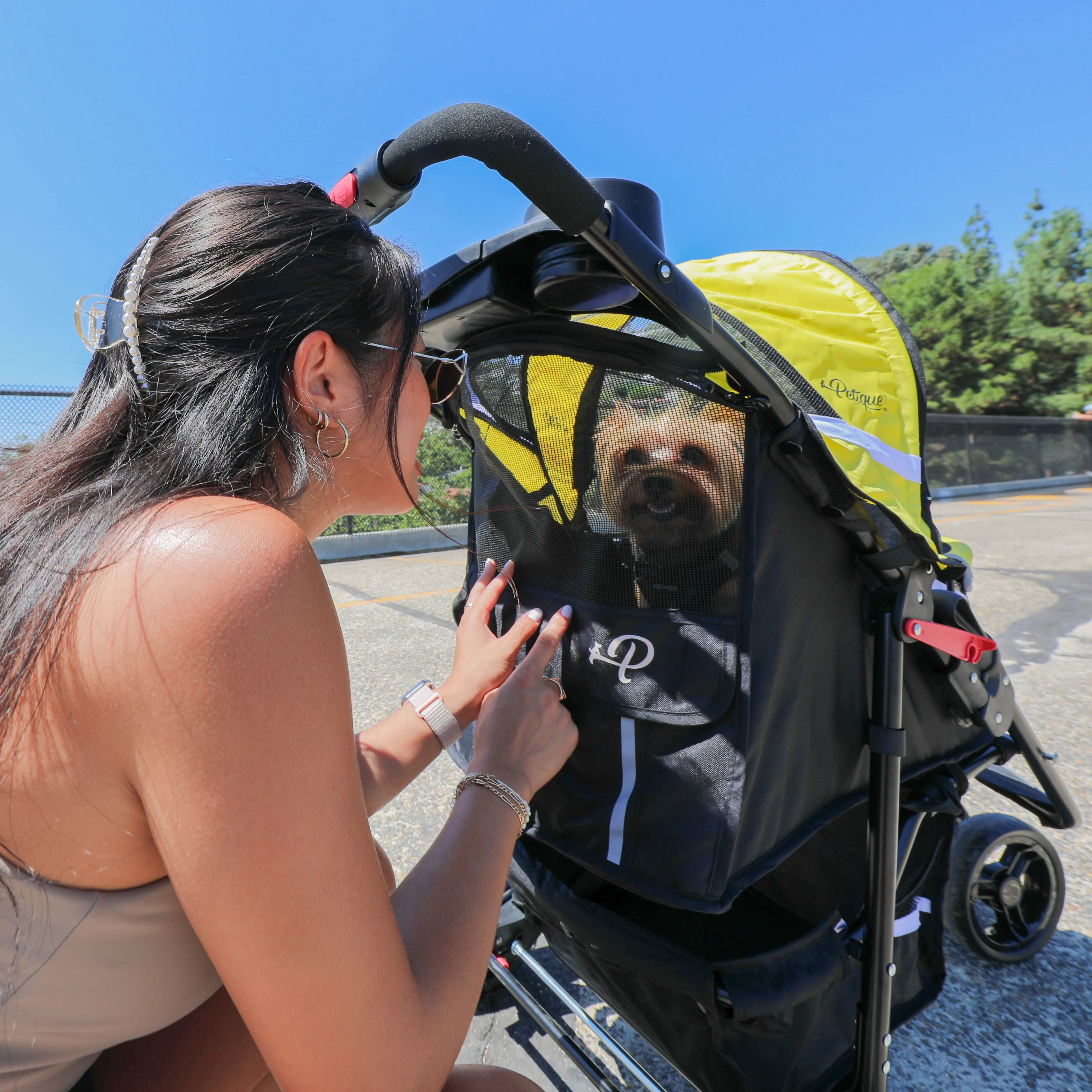 Revolutionary Durable Pet Stroller, Easy Fold, Quality mesh Windows, Large Storage Basket, Secure Cup Holder Tray, Small/Medium Dogs, Cats and Pets, Supports up to 55LBS