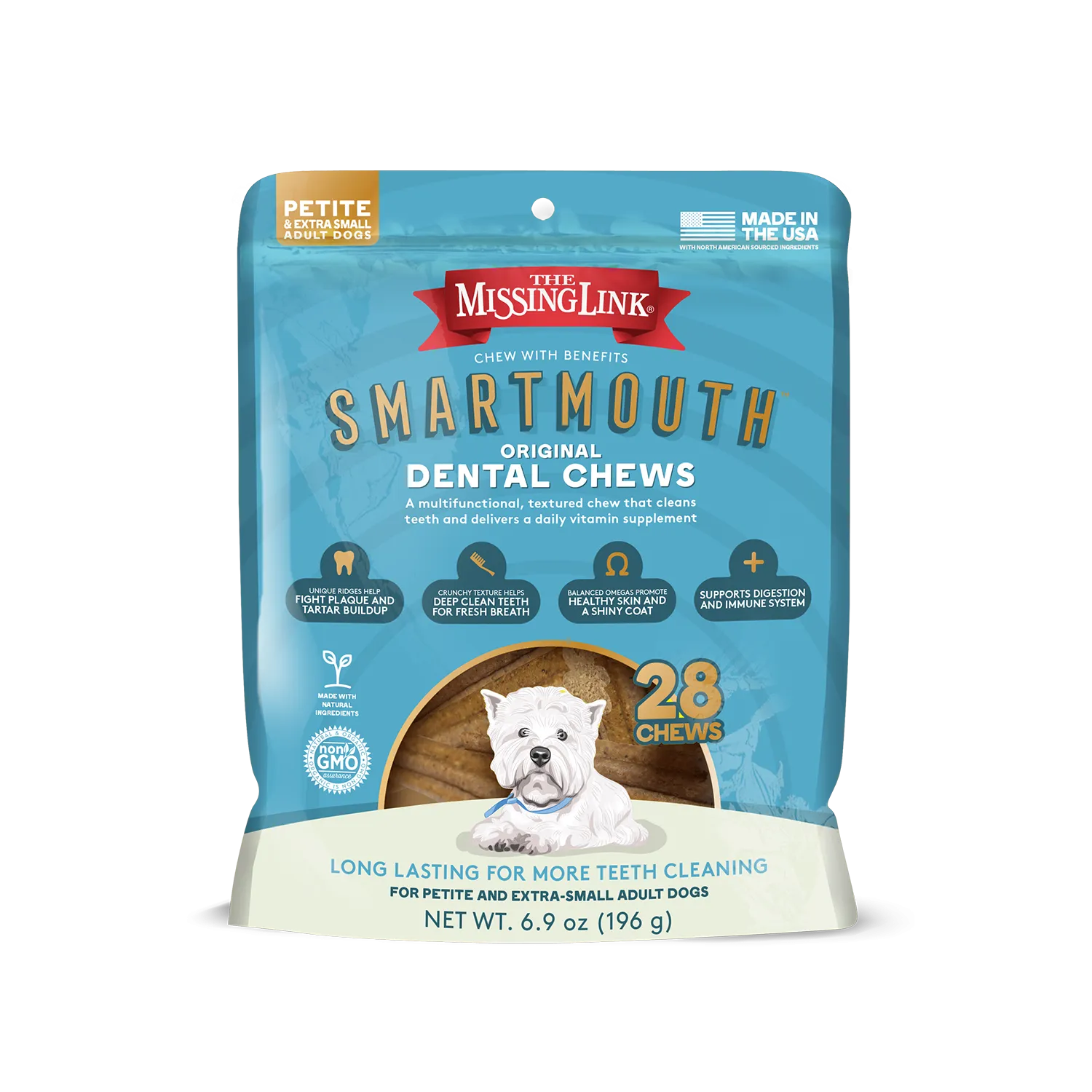 The Missing Link Smartmouth™ Dental Chews for Petite/Extra Small Dogs 28 Count