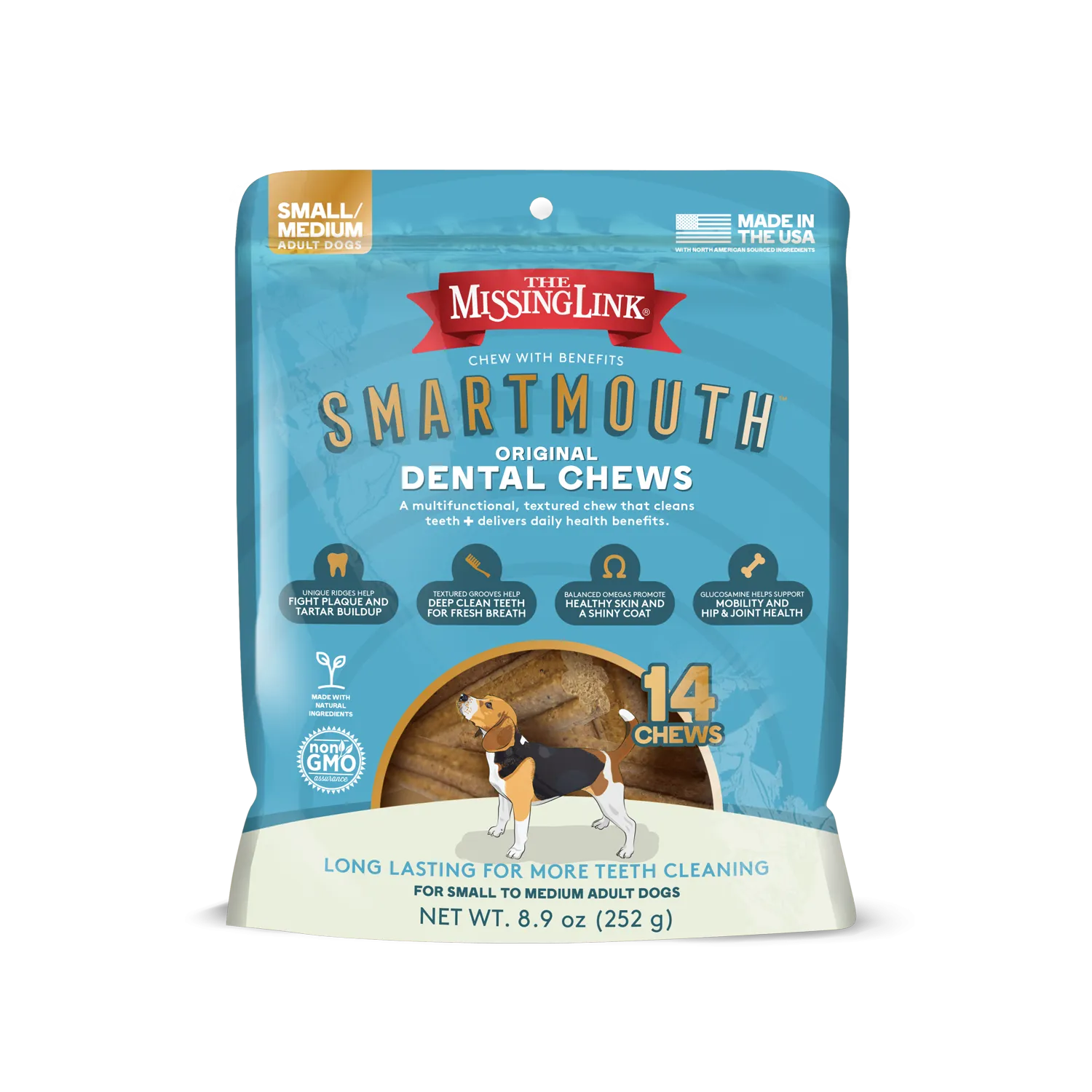 The Missing Link® Smartmouth™ Dental Chews for Small/Medium Dogs, 14 Count