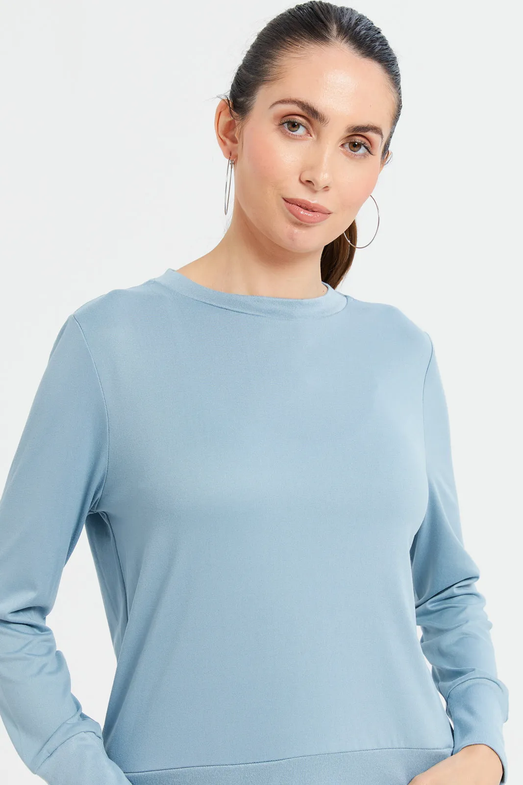 Women Blue Long Sleeved Active Sweatshirt