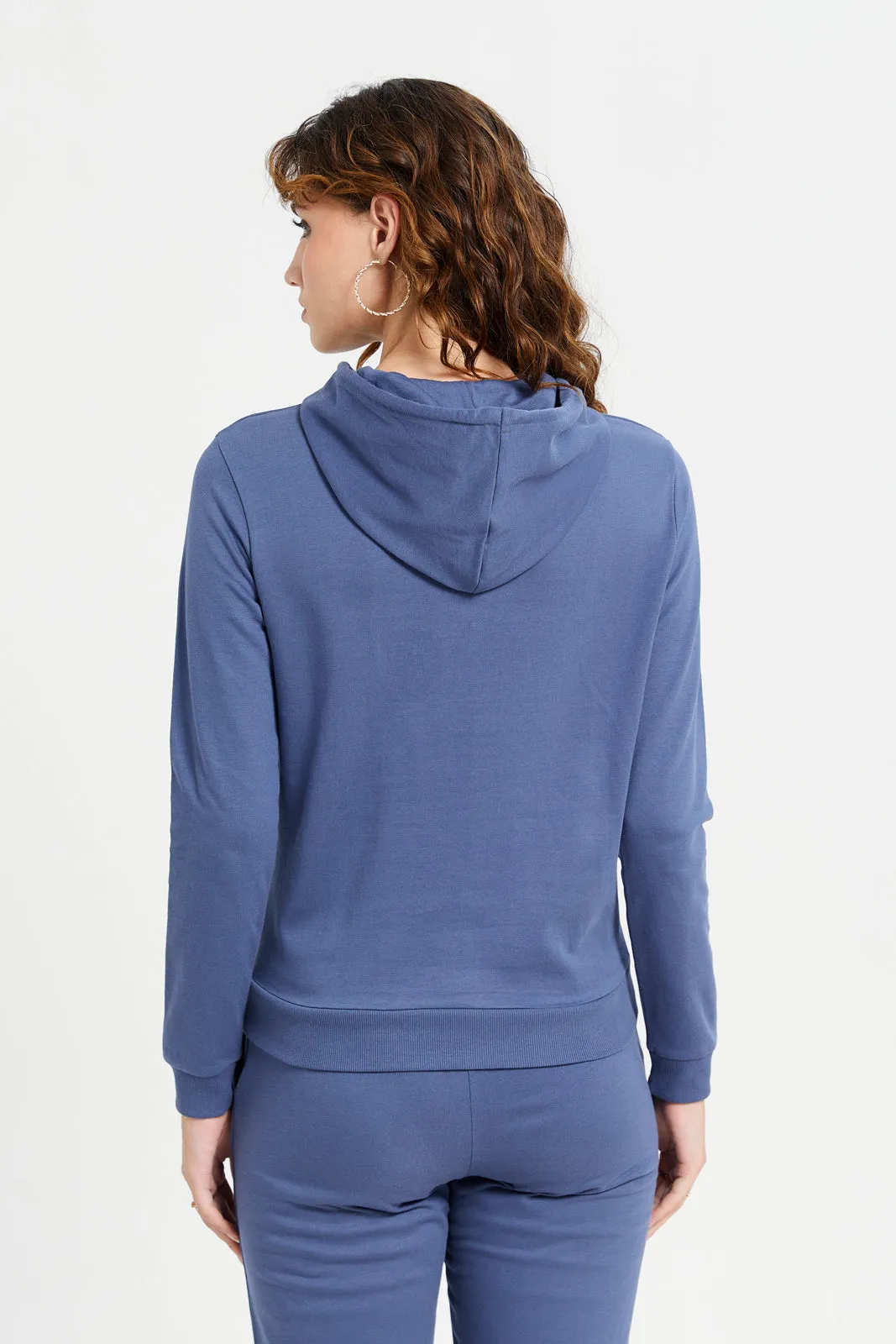 Women Blue Printed Active Sweatshirt