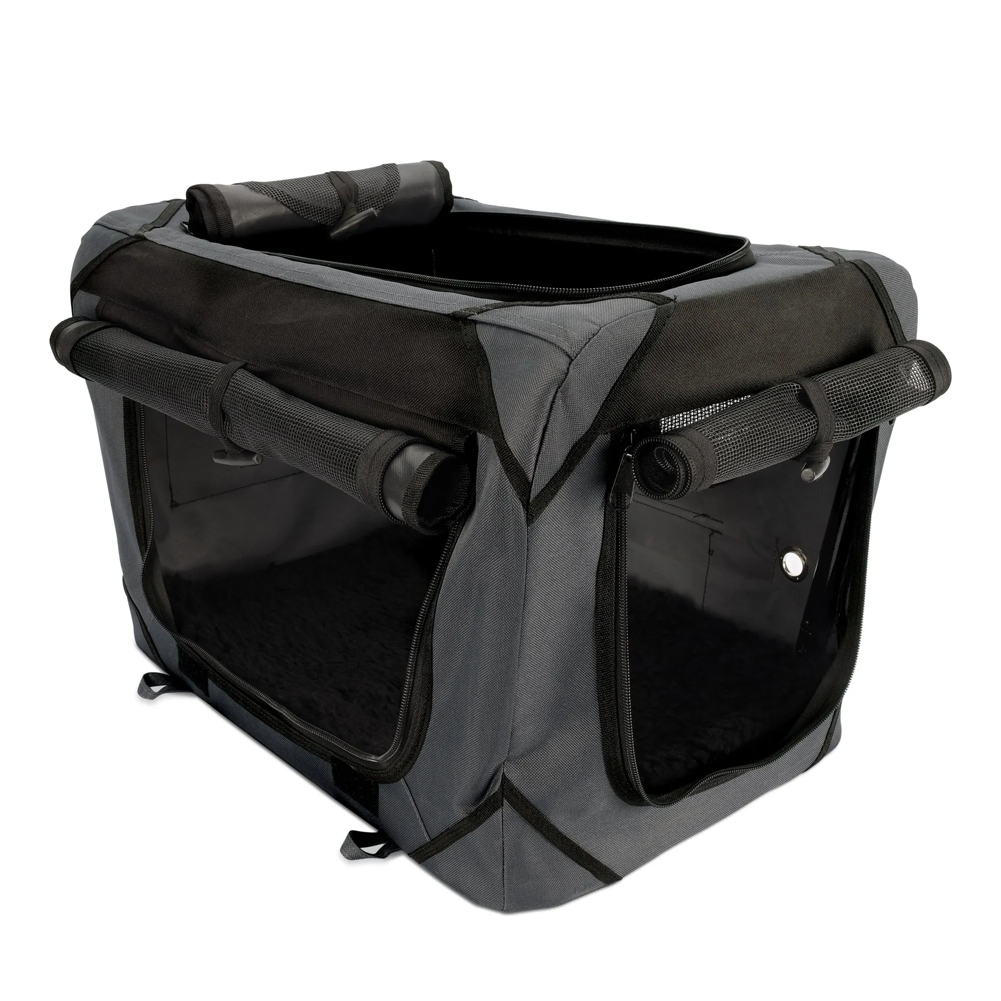 Zeus Deluxe Soft Crate - Grey/Black - X-Large